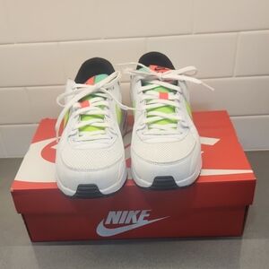 Nike White and Bright Green Athletic Sneakers